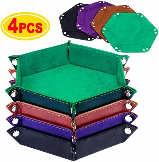 Folding Portable PU Leather Dice Tray Dice Rolling Tray Holder Storage Box for RPG DND Dice Tray and Table Games Lemon Green 
